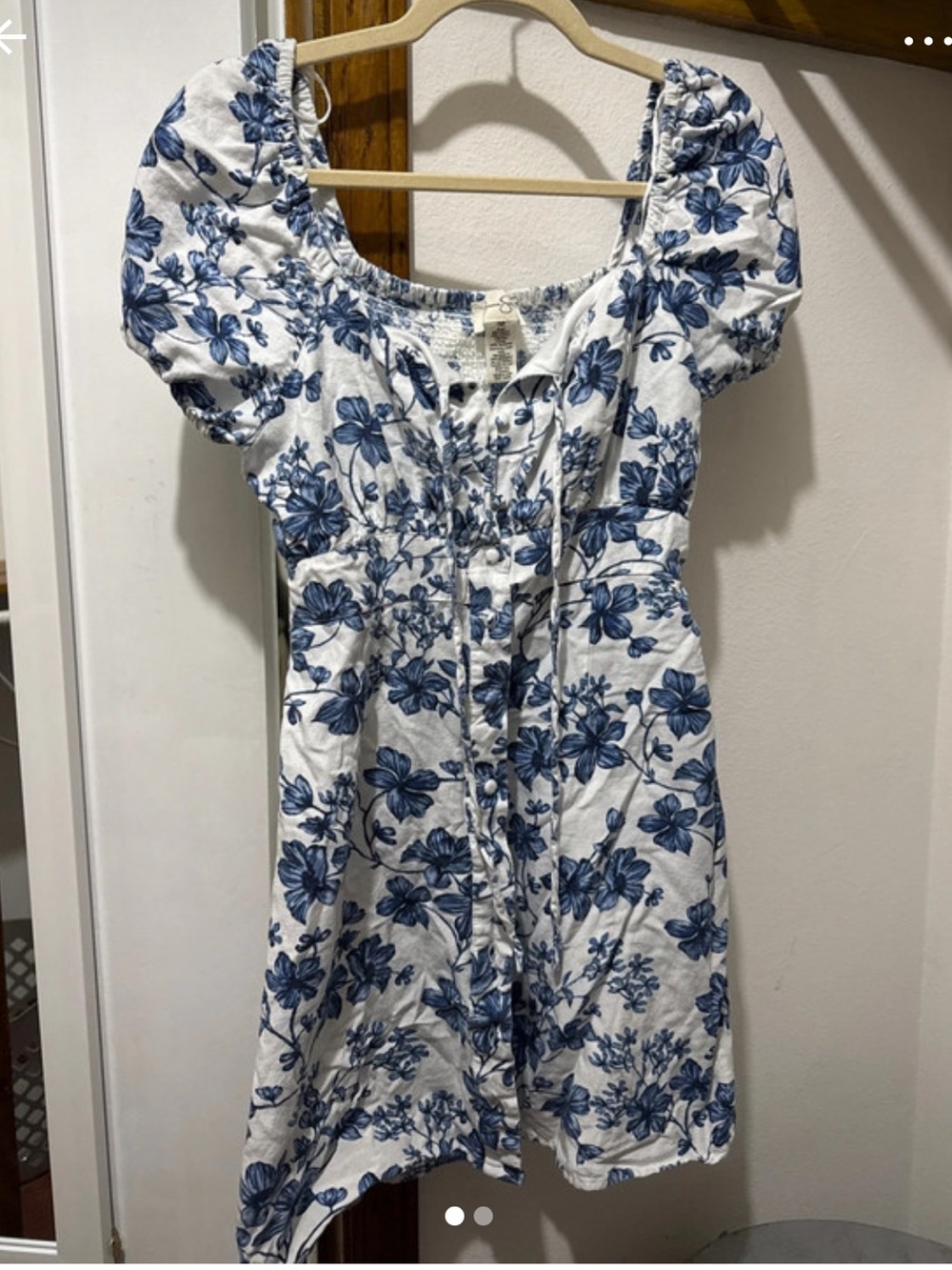Jessica Simpson White Mini Dress with Blue Floral Print